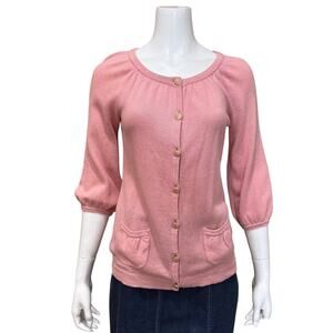 Juicy Couture Cardigan Women's Size S Pink Cotton Linen Sweater